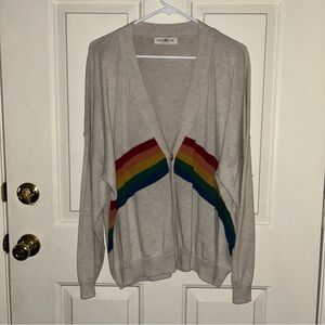 NATURAL LIFE Beige Cardigan with Colorful Stripes
